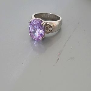 Amethyst Cocktail Ring  Finger Statement Promise June Travel Size 7